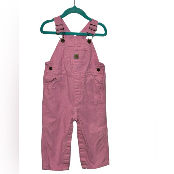 Carhartt Pink Overalls Size 18mo Snaps Between Legs Farm Tractor‎ Cowgirl - Picture 1 of 6